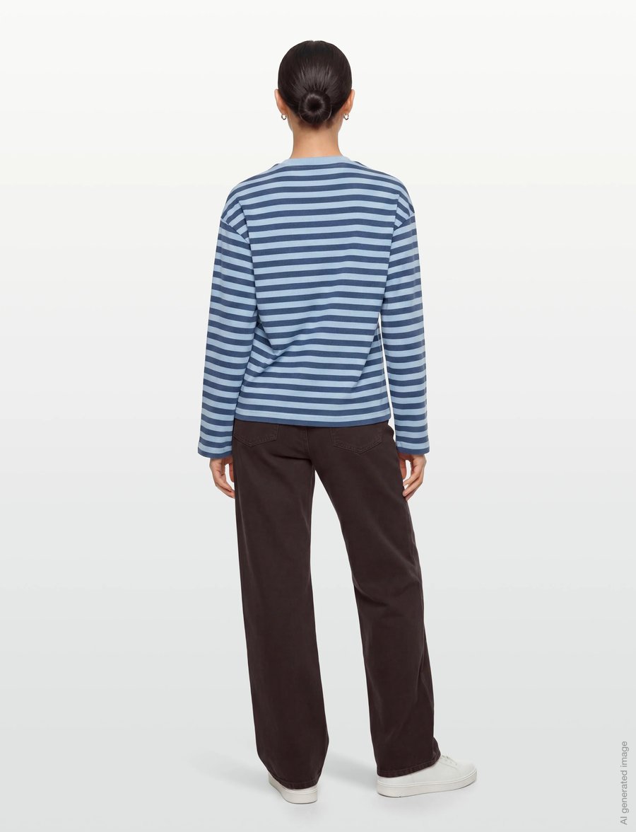Gina Tricot - Stripe long sleeve tee - langärmlige tops - blue horizon stripe - 4