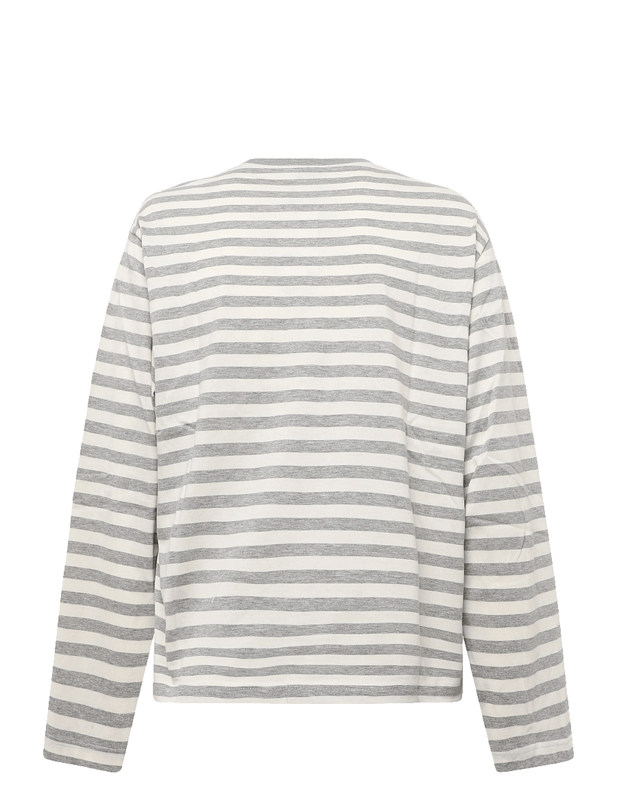 Gina Tricot - Stripe long sleeve tee - långärmade toppar - lt grey mel stripe - 1