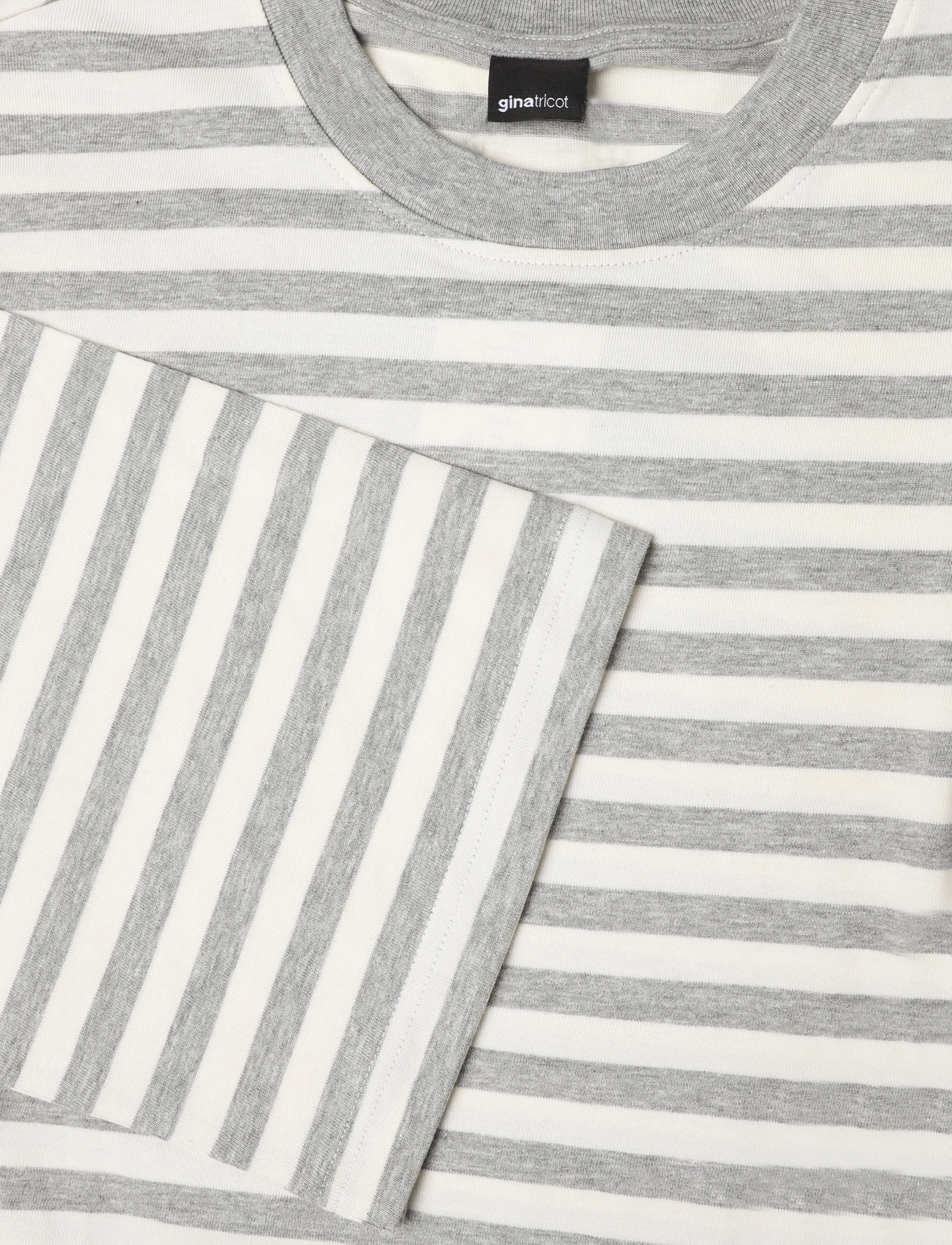 Gina Tricot - Stripe long sleeve tee - långärmade toppar - lt grey mel stripe - 2
