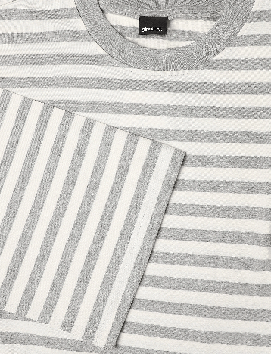 Gina Tricot - Stripe long sleeve tee - långärmade toppar - lt grey mel stripe - 2