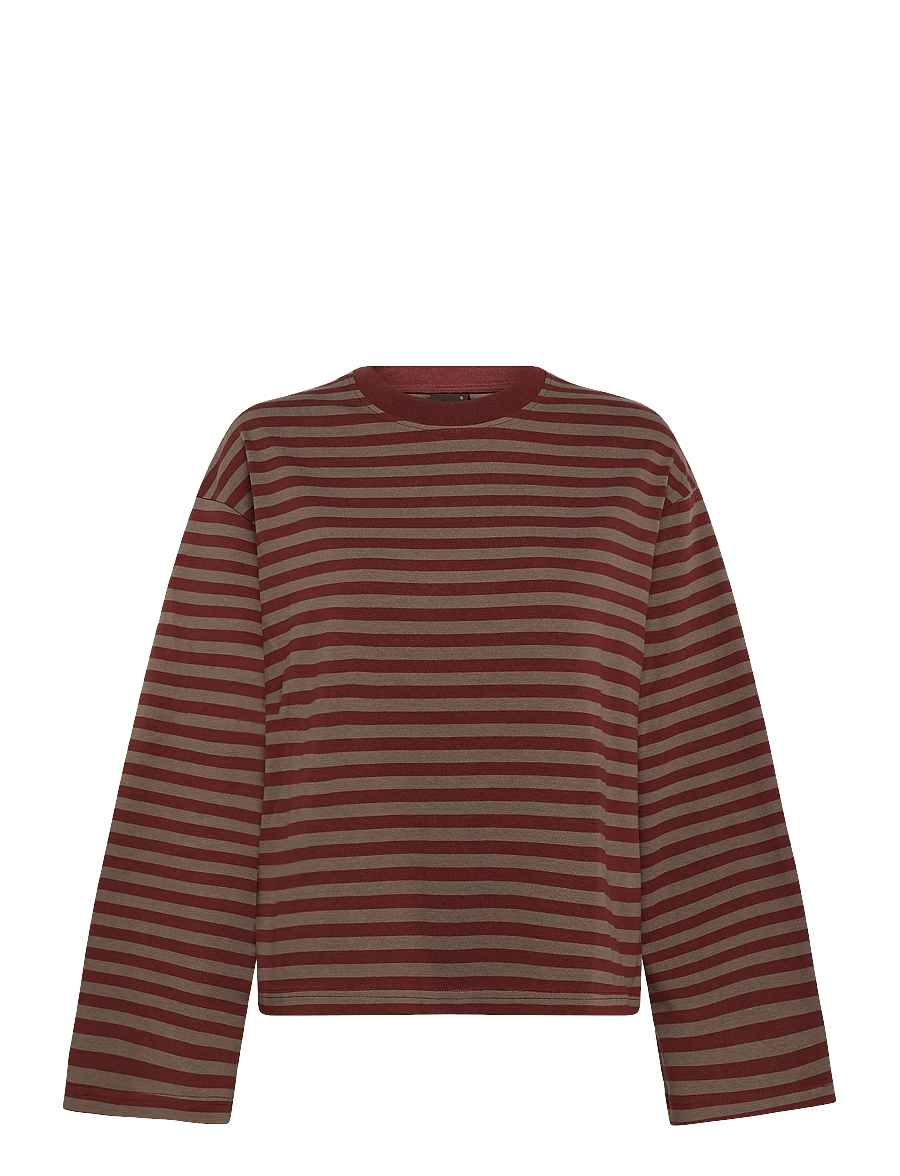 Gina Tricot - Stripe long sleeve tee - langärmlige tops - morel stripe - 0