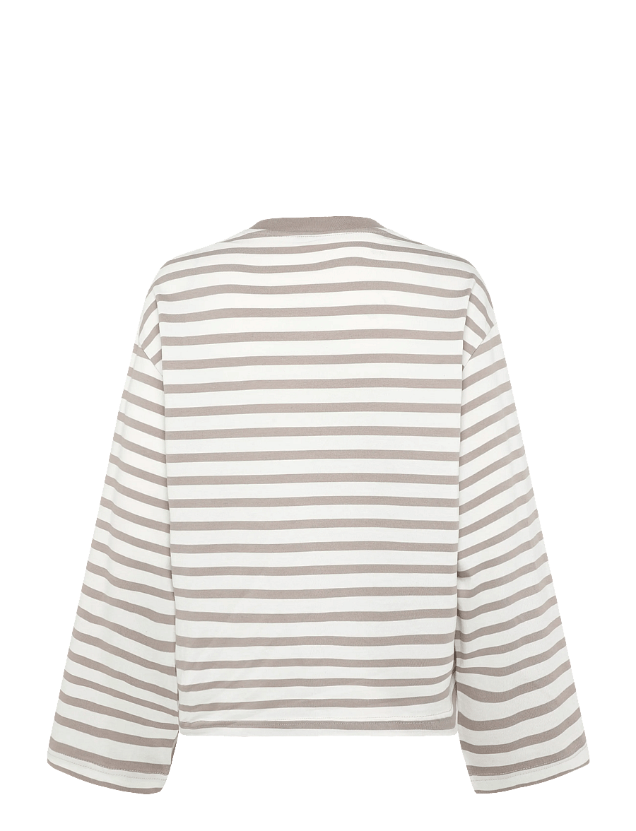 Gina Tricot - Stripe long sleeve tee - langärmlige tops - simple taupe (7708) - 1
