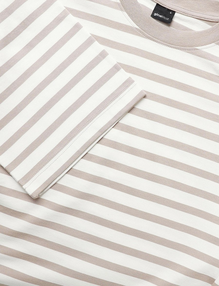 Gina Tricot - Stripe long sleeve tee - langärmlige tops - simple taupe (7708) - 2