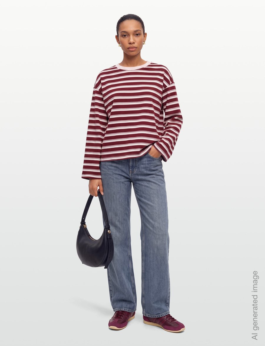 Gina Tricot - Stripe long sleeve tee - long-sleeved tops - windsor wine - 0