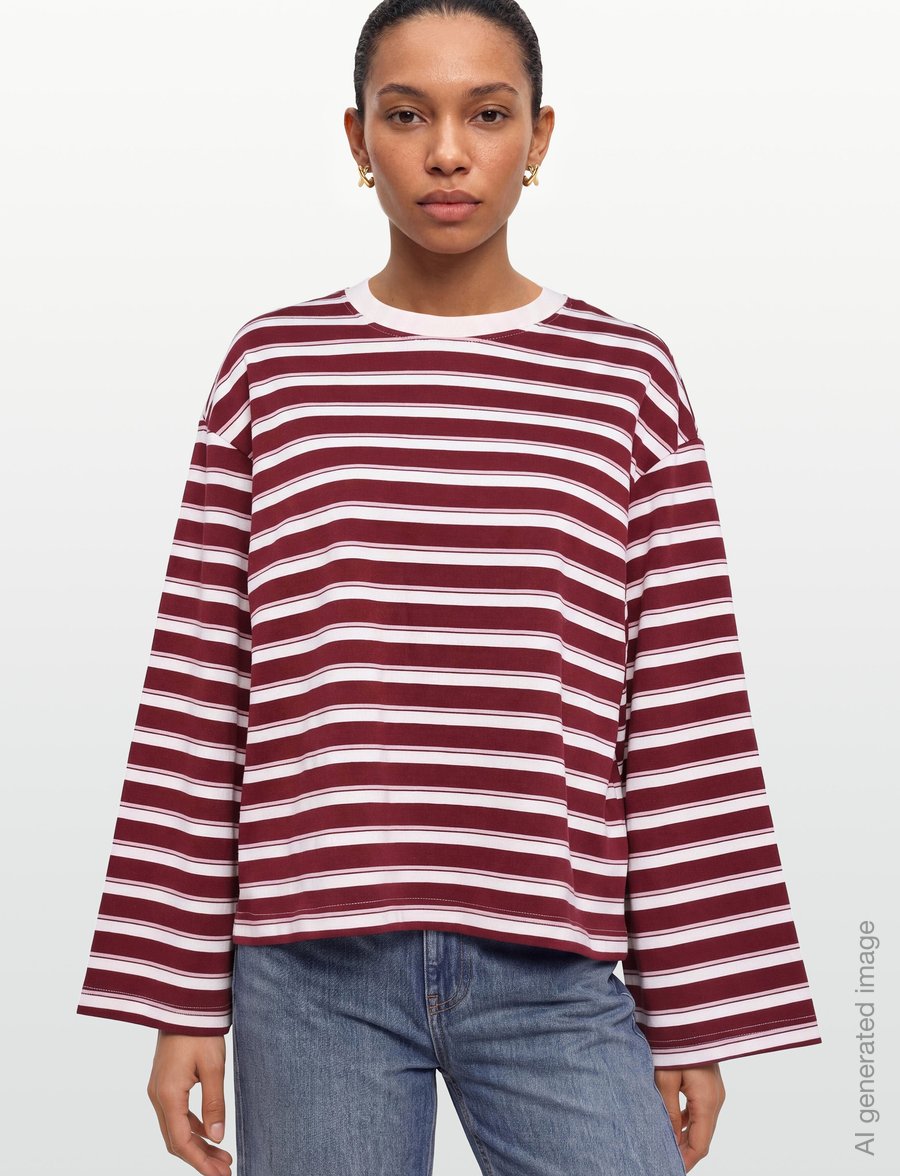 Gina Tricot - Stripe long sleeve tee - long-sleeved tops - windsor wine - 3