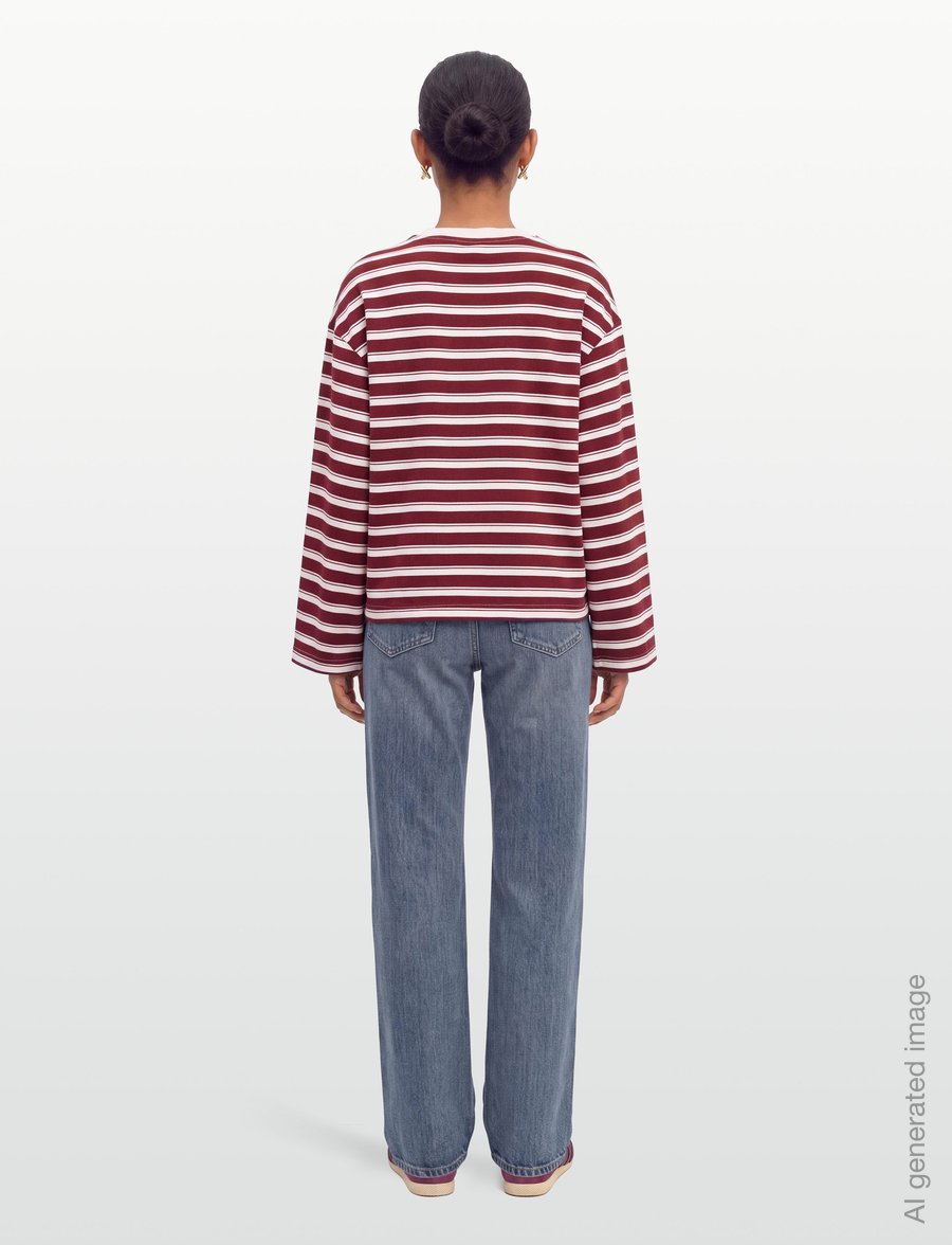 Gina Tricot - Stripe long sleeve tee - long-sleeved tops - windsor wine - 4