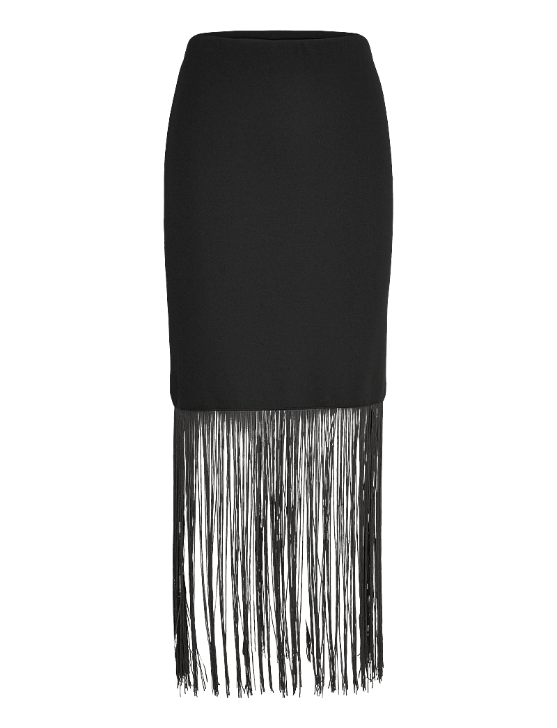 Gina Tricot - Fringe skirt - midi-röcke - black (9000) - 0