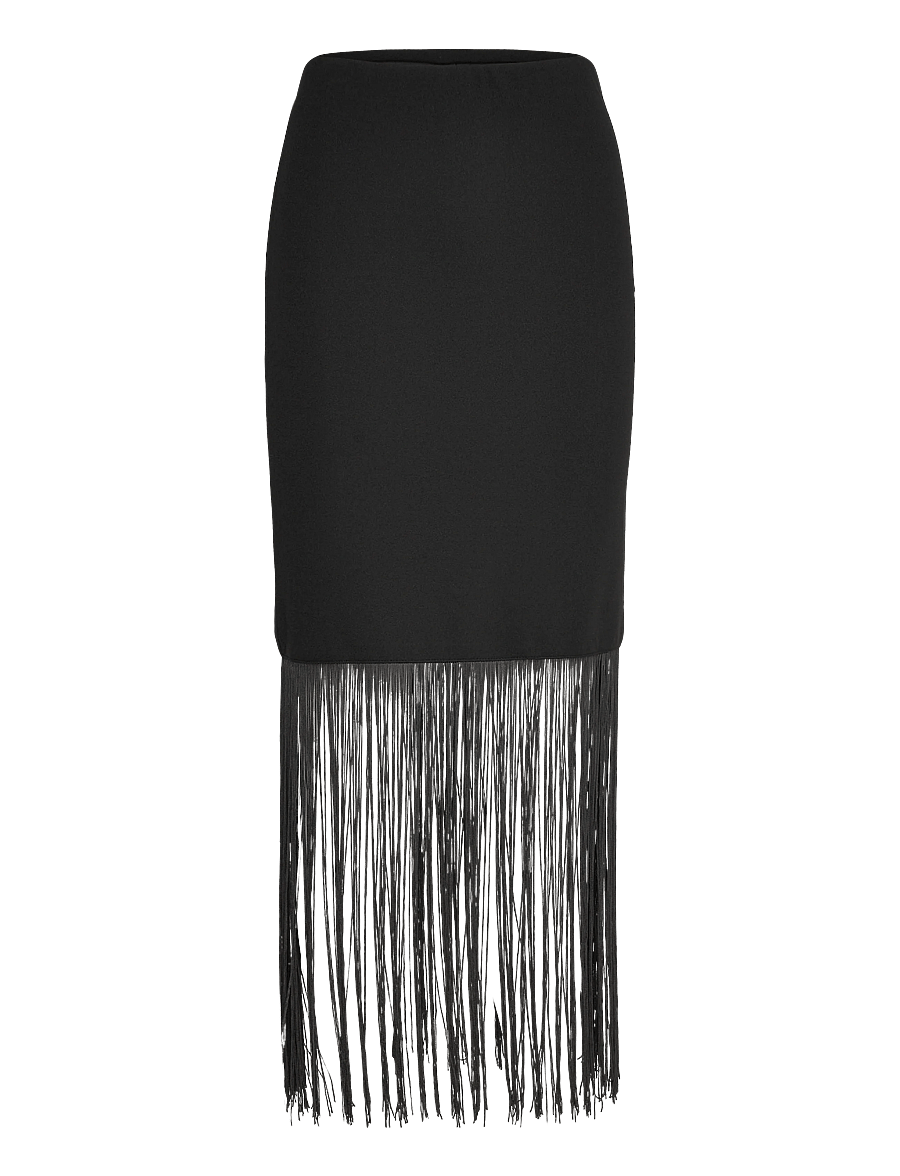 Gina Tricot - Fringe skirt - midi-röcke - black (9000) - 1