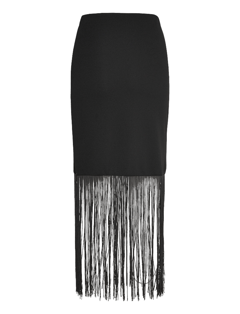 Gina Tricot - Fringe skirt - midi-röcke - black (9000) - 1