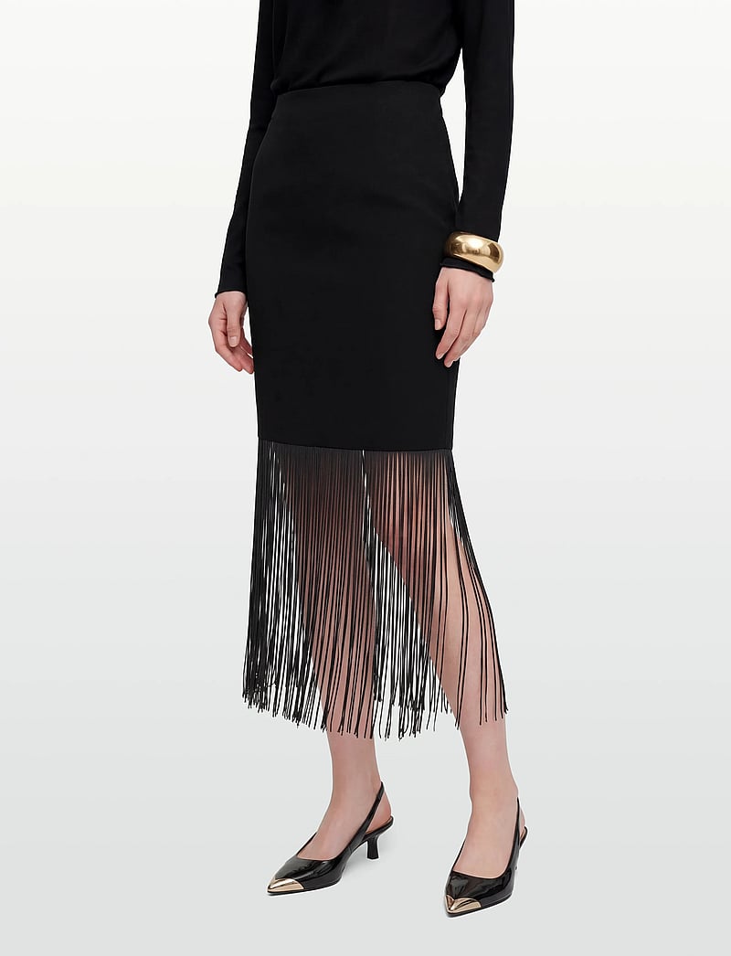 Gina Tricot - Fringe skirt - midi-röcke - black (9000) - 3