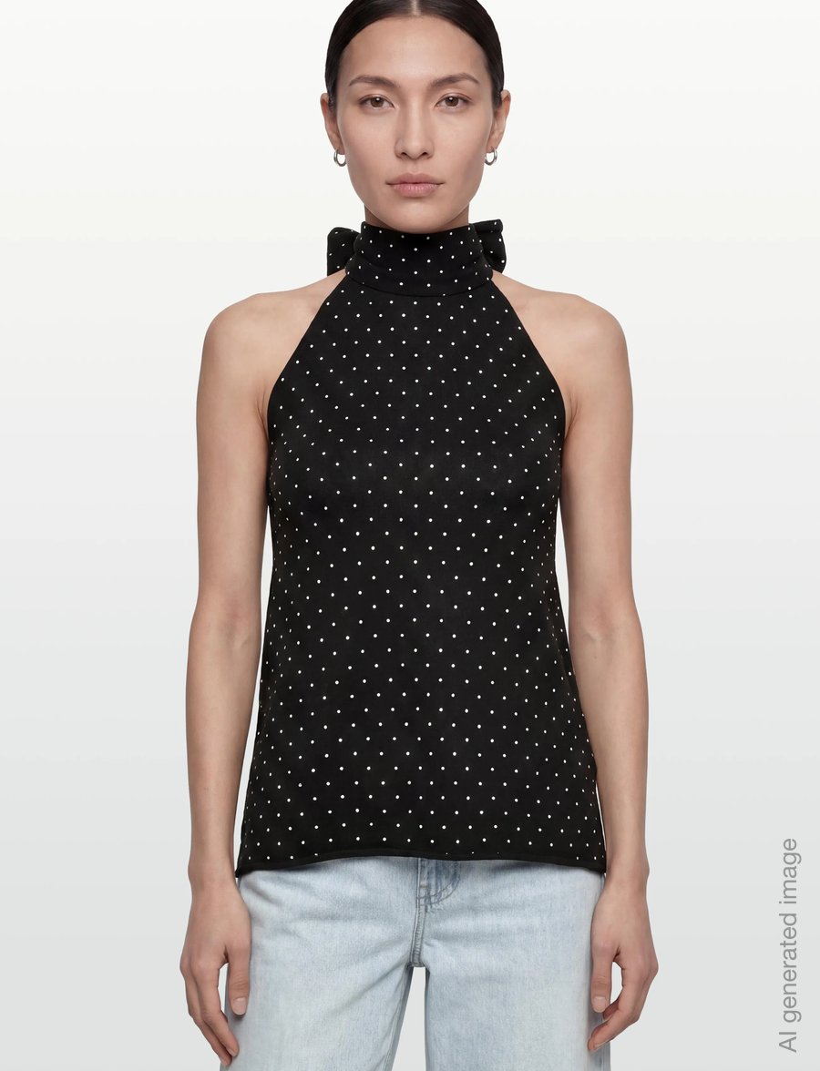 Gina Tricot - Polka dot knitted top - varrukateta topid - offwhite dot (1526) - 3