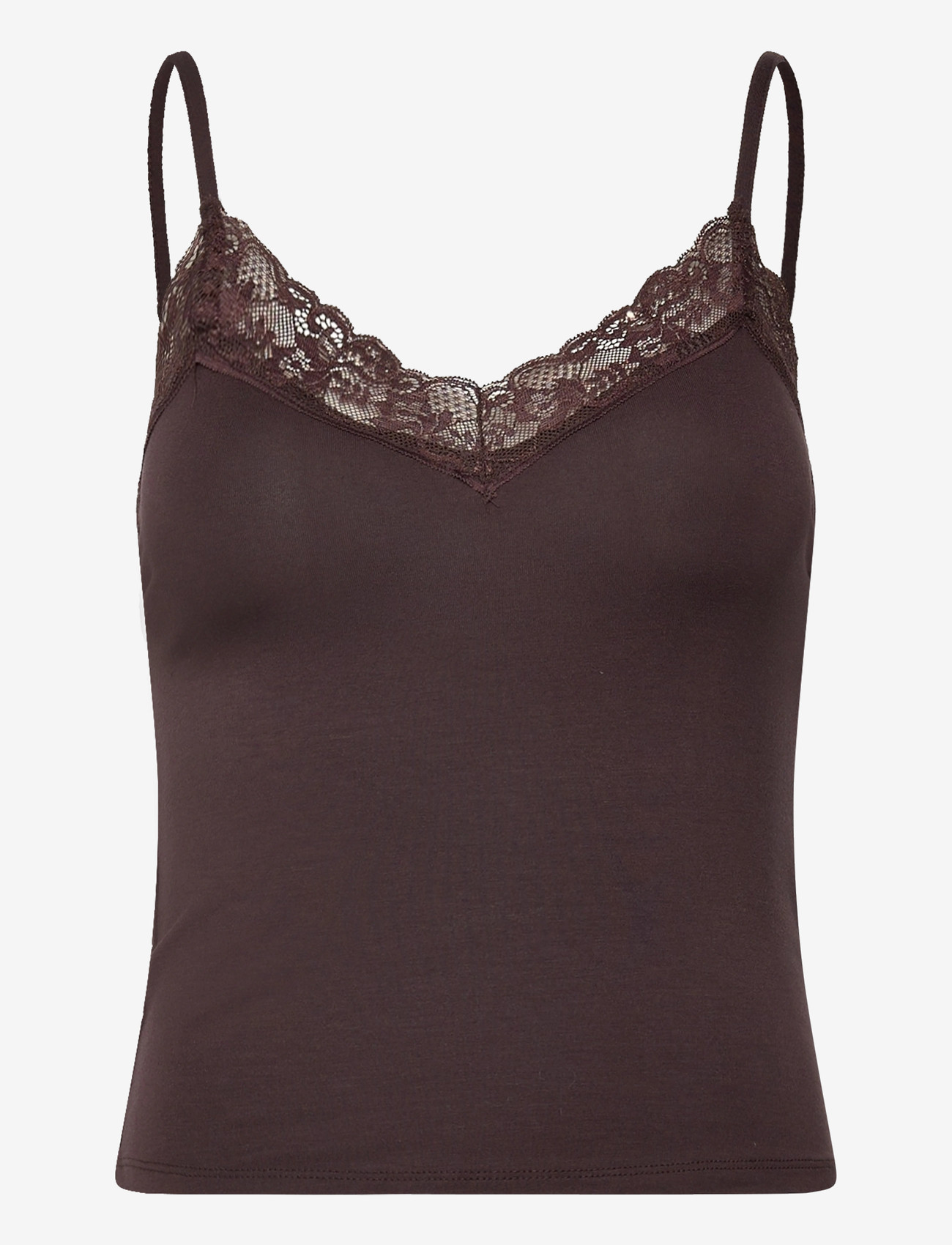 Gina Tricot - Soft lace loungewear singlet - alussärgid - chocolate plum (4015) - 0