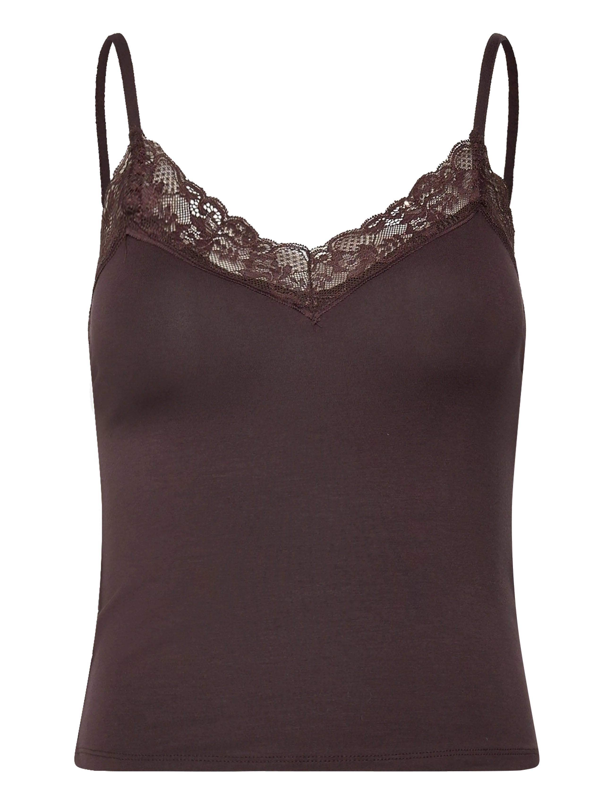 Gina Tricot Soft lace loungewear singlet - Nattøj & Loungewear - CHOCOLATE PLUM (4015) / brown