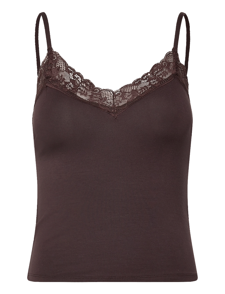 Gina Tricot - Soft lace loungewear singlet - overdele - chocolate plum (4015) - 1
