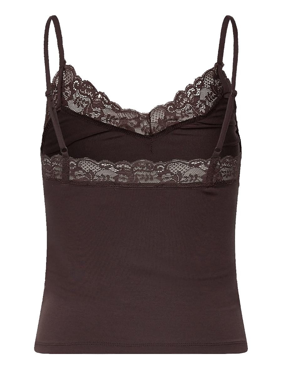 Gina Tricot - Soft lace loungewear singlet - overdele - chocolate plum (4015) - 2