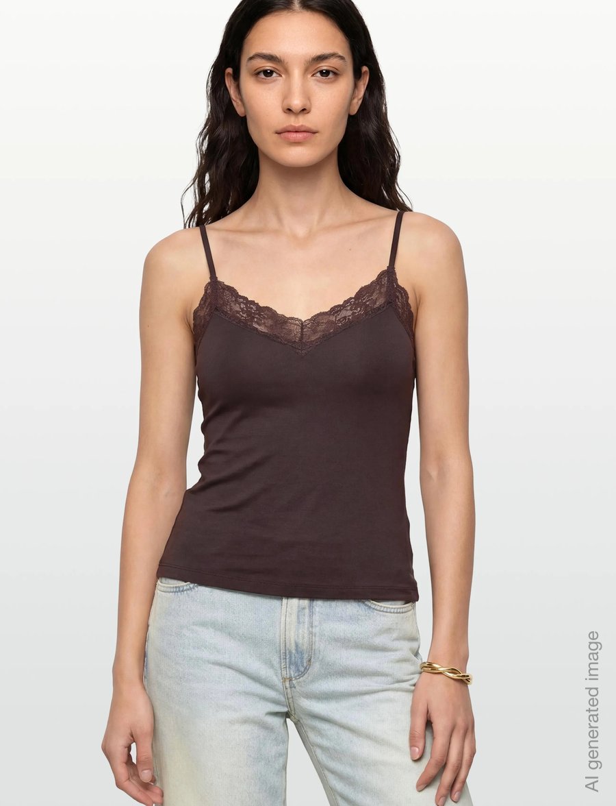 Gina Tricot - Soft lace loungewear singlet - overdele - chocolate plum (4015) - 3