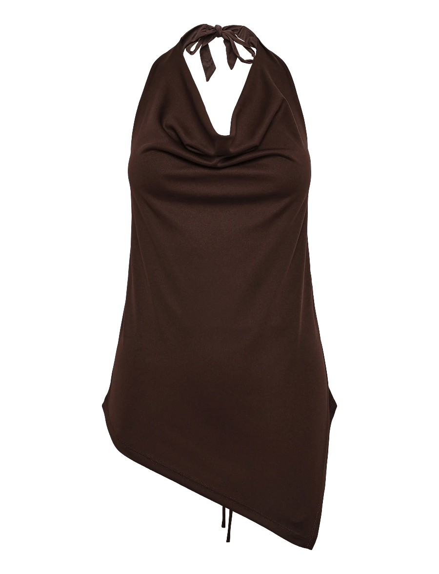 Gina Tricot - Tie back halterneck top - varrukateta topid - chicory coffee (7086) - 0