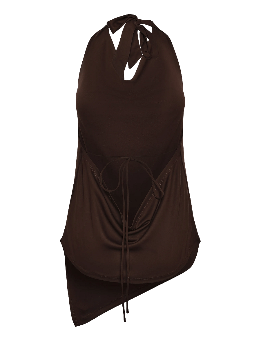 Gina Tricot - Tie back halterneck top - varrukateta topid - chicory coffee (7086) - 1