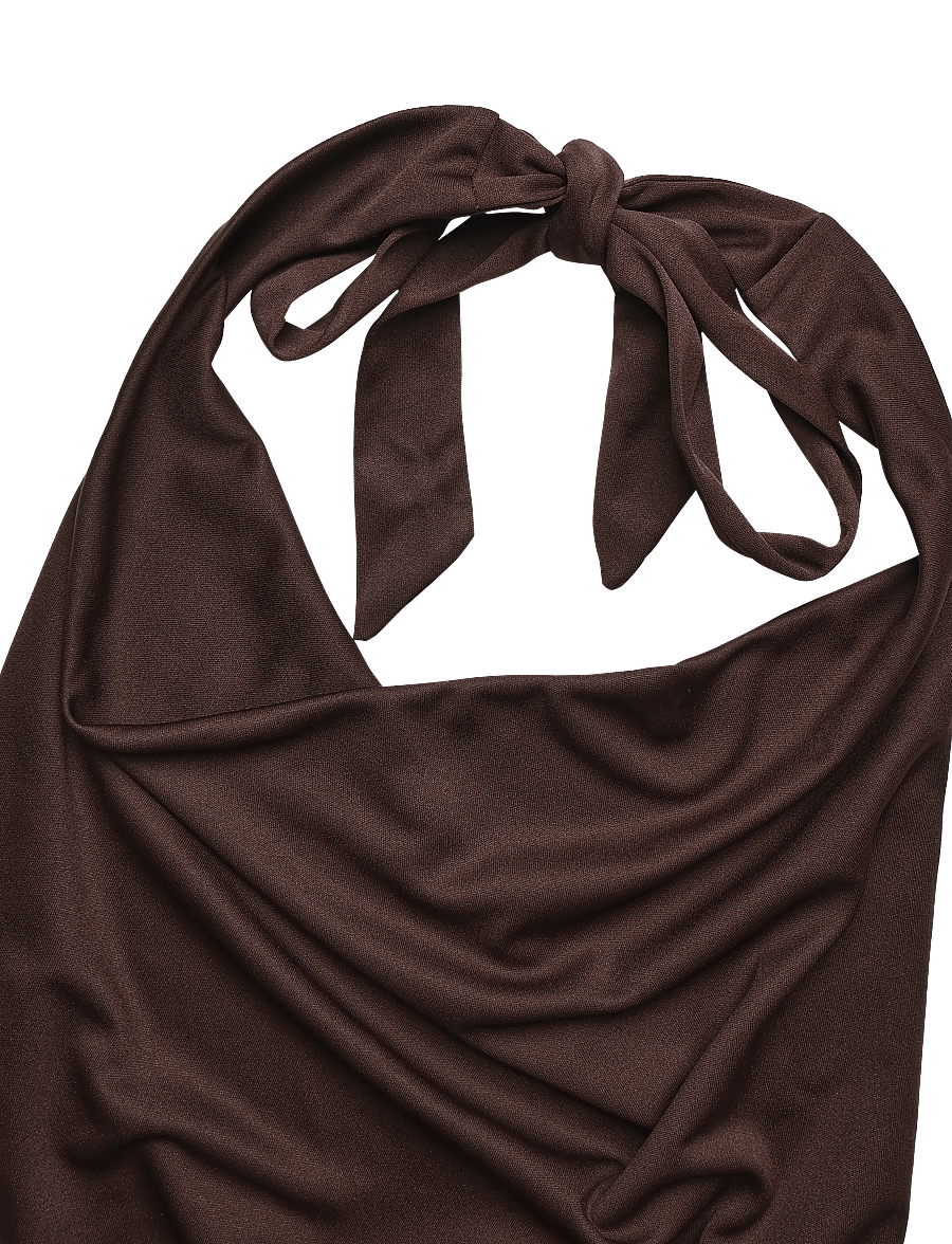 Gina Tricot - Tie back halterneck top - varrukateta topid - chicory coffee (7086) - 2