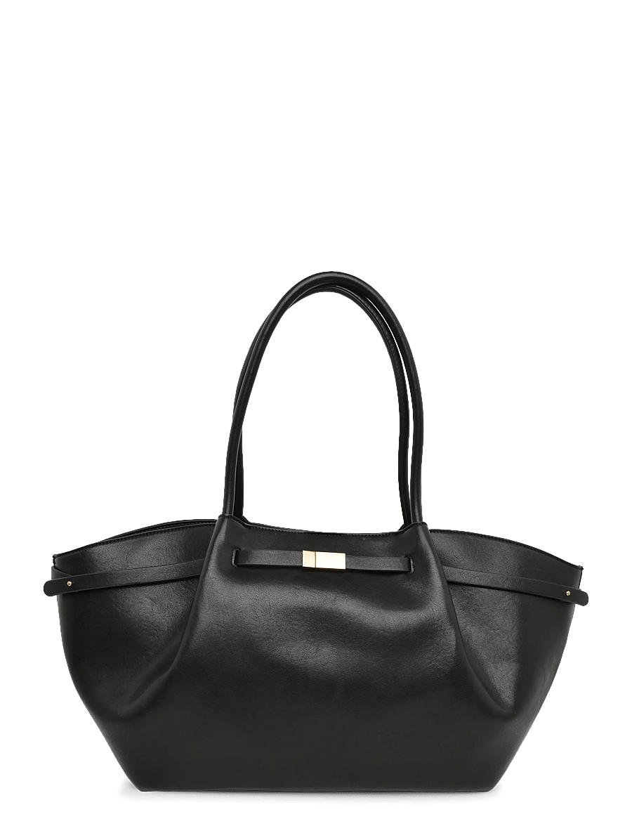 Gina Tricot - Large fold detail bag - tote bags - black (9000) - 0
