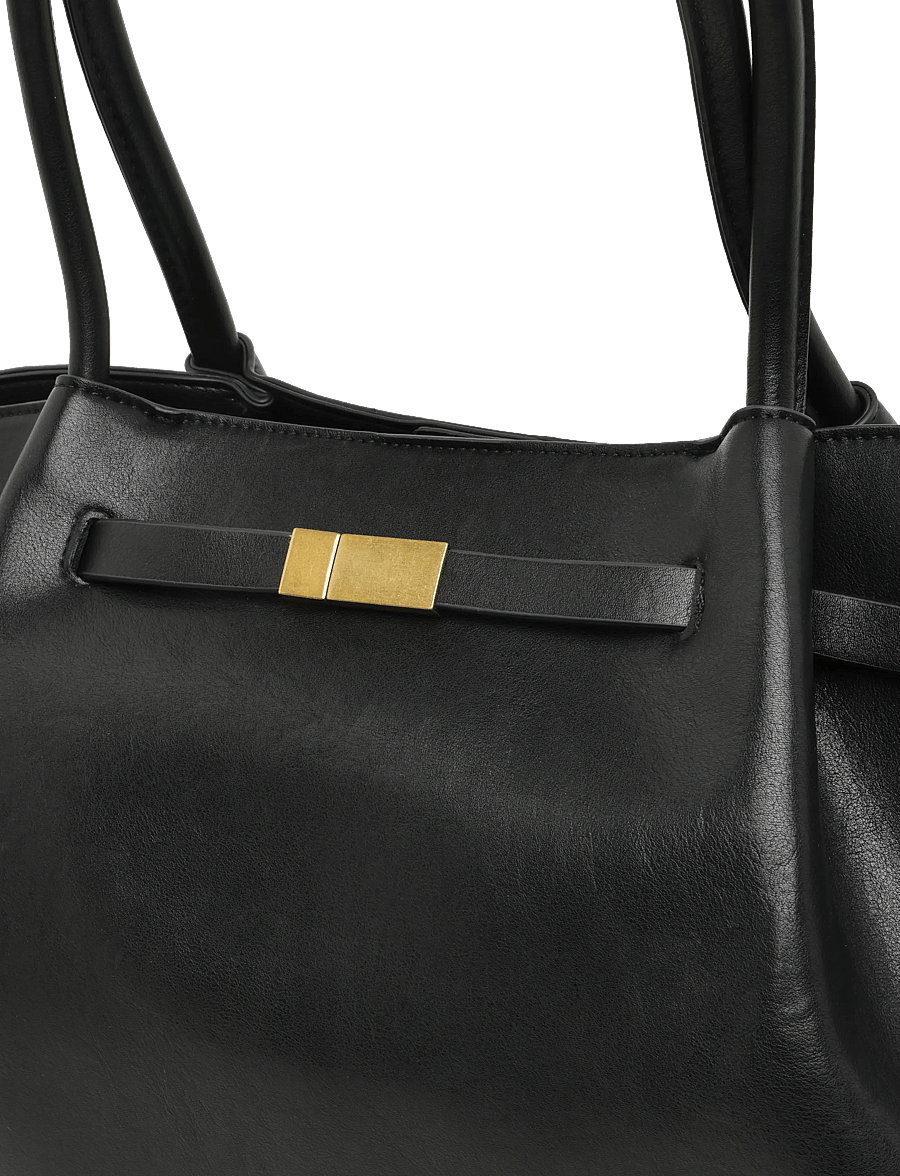 Gina Tricot - Large fold detail bag - tote bags - black (9000) - 2
