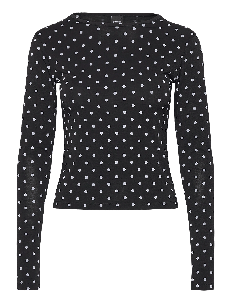 Gina Tricot - Dot top - long-sleeved tops - black dot (9361) - 0