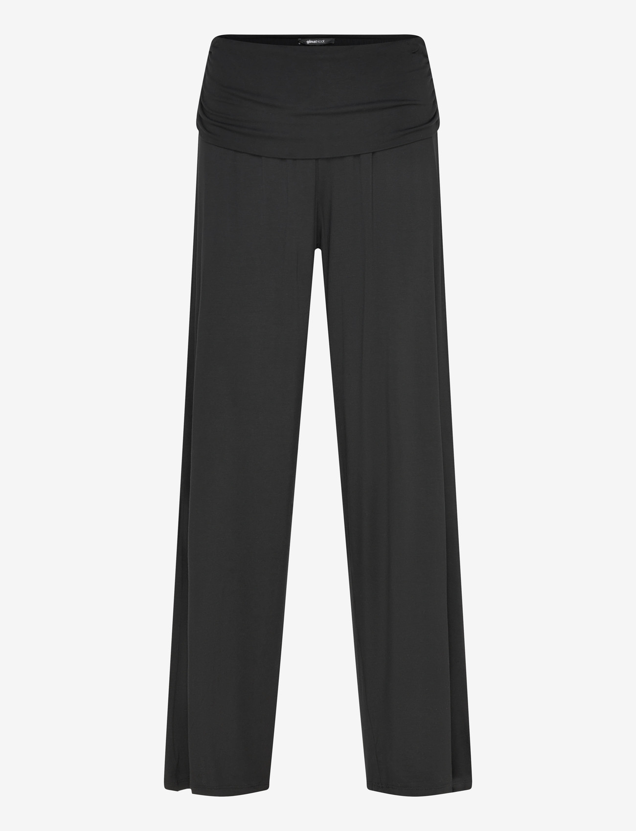 Gina Tricot - Folded wide yoga trousers - vida byxor - black (9000) - 0