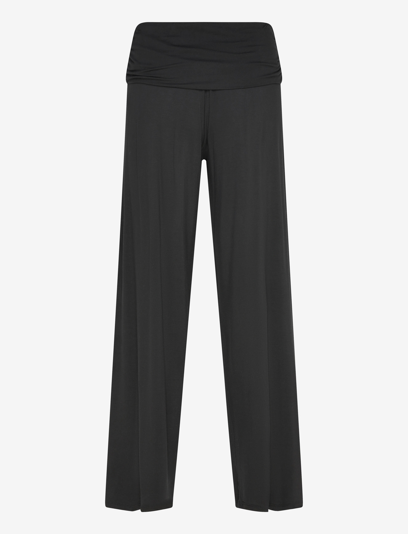 Gina Tricot - Folded wide yoga trousers - vida byxor - black (9000) - 1