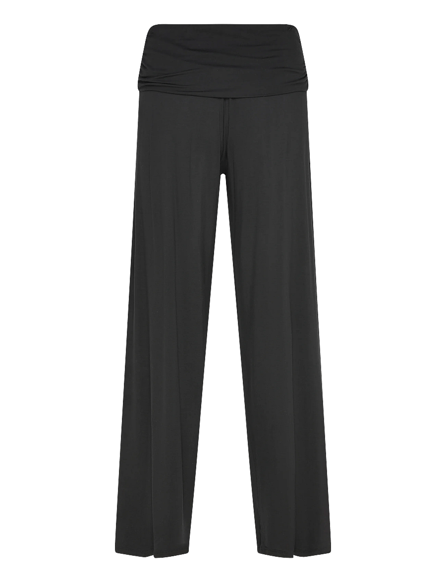 Gina Tricot - Folded wide yoga trousers - vida byxor - black (9000) - 1