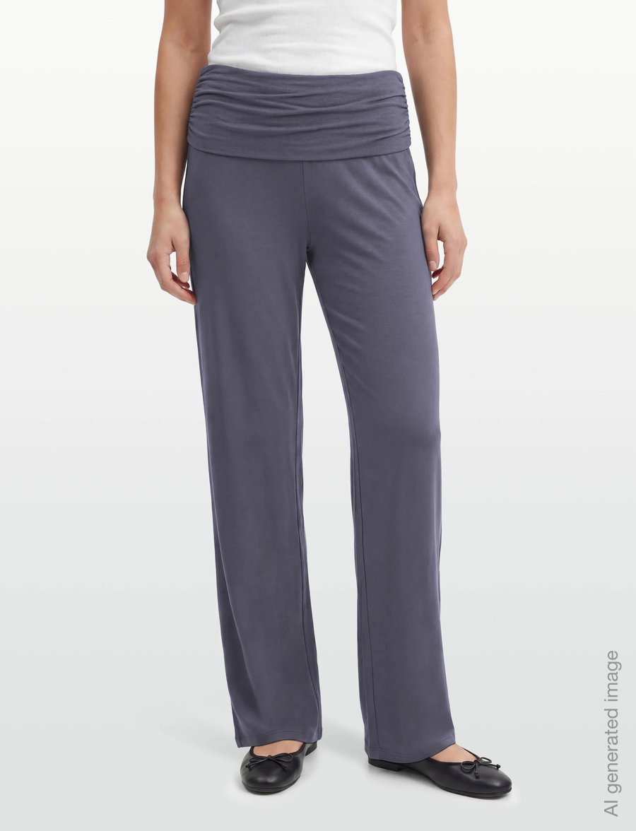 Gina Tricot - Folded wide yoga trousers - vida byxor - dusty blue (5326) - 3