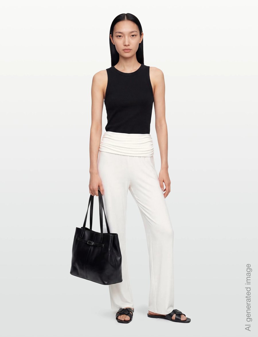 Gina Tricot - Folded wide yoga trousers - vida byxor - gardenia (1496) - 0