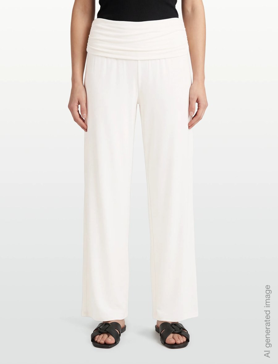 Gina Tricot - Folded wide yoga trousers - vida byxor - gardenia (1496) - 3