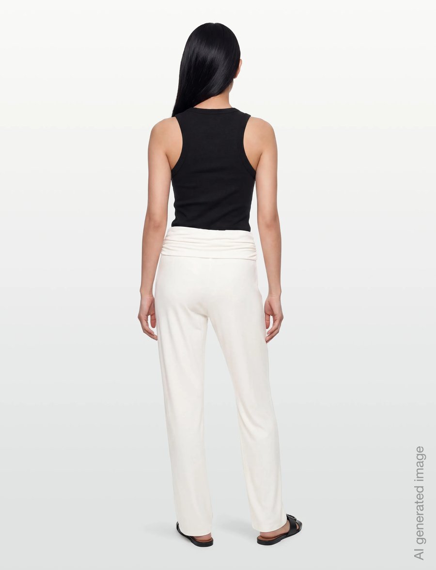 Gina Tricot - Folded wide yoga trousers - vida byxor - gardenia (1496) - 4