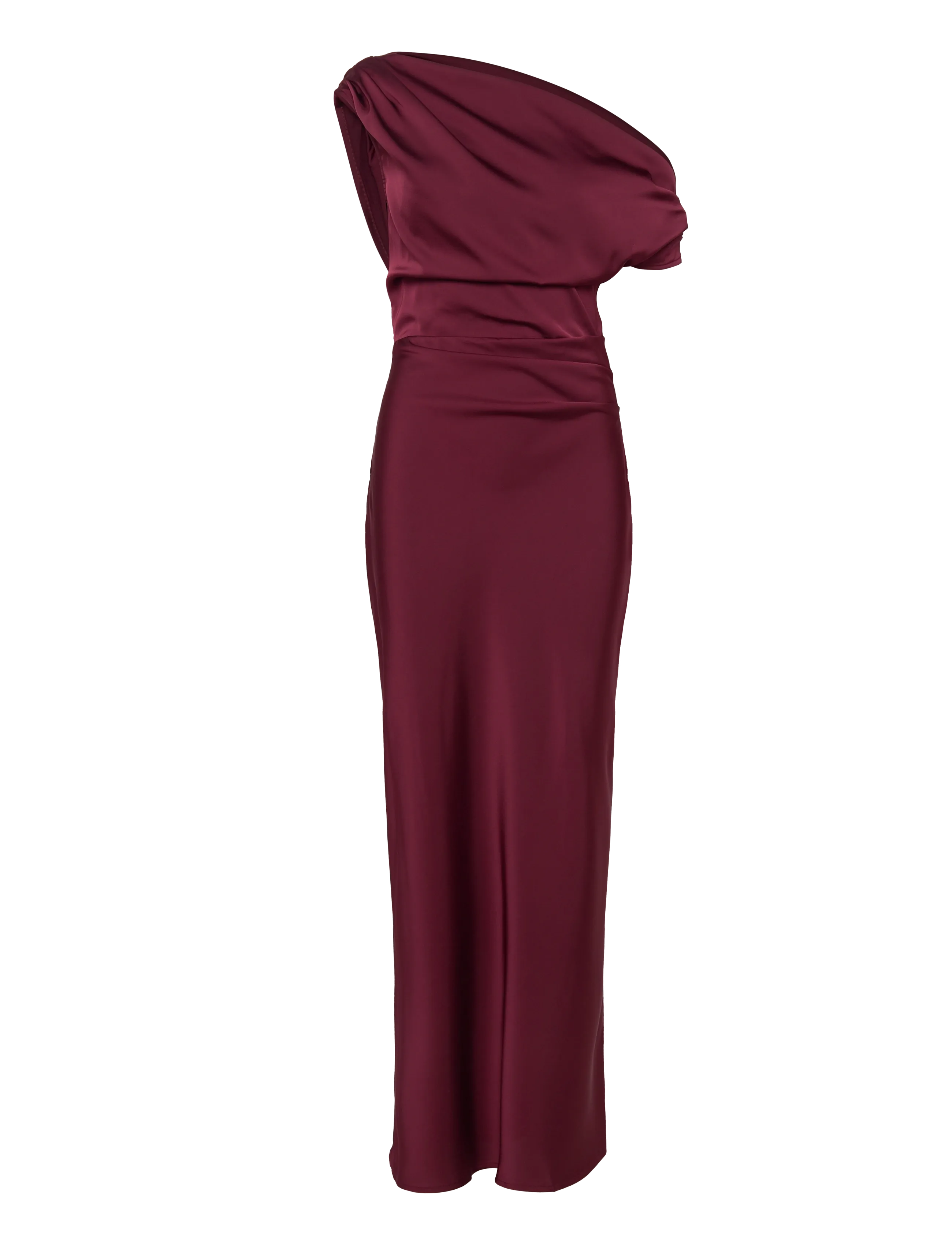Gina Tricot Draped satin maxi dress - Kleider - BURGUNDY (4670) / burgundy