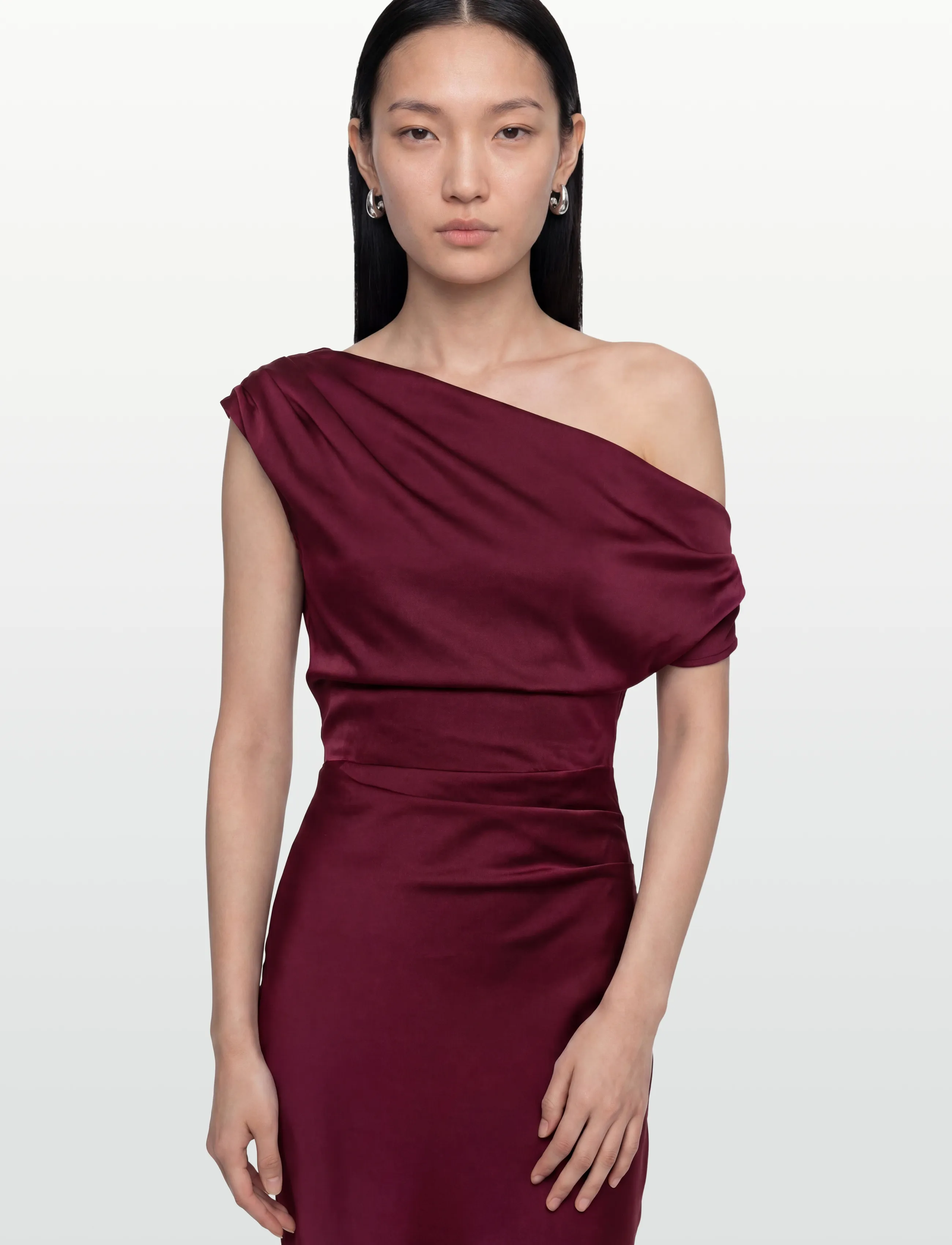 Gina Tricot - Draped satin maxi dress - Õhtukleidid - burgundy (4670) - 3