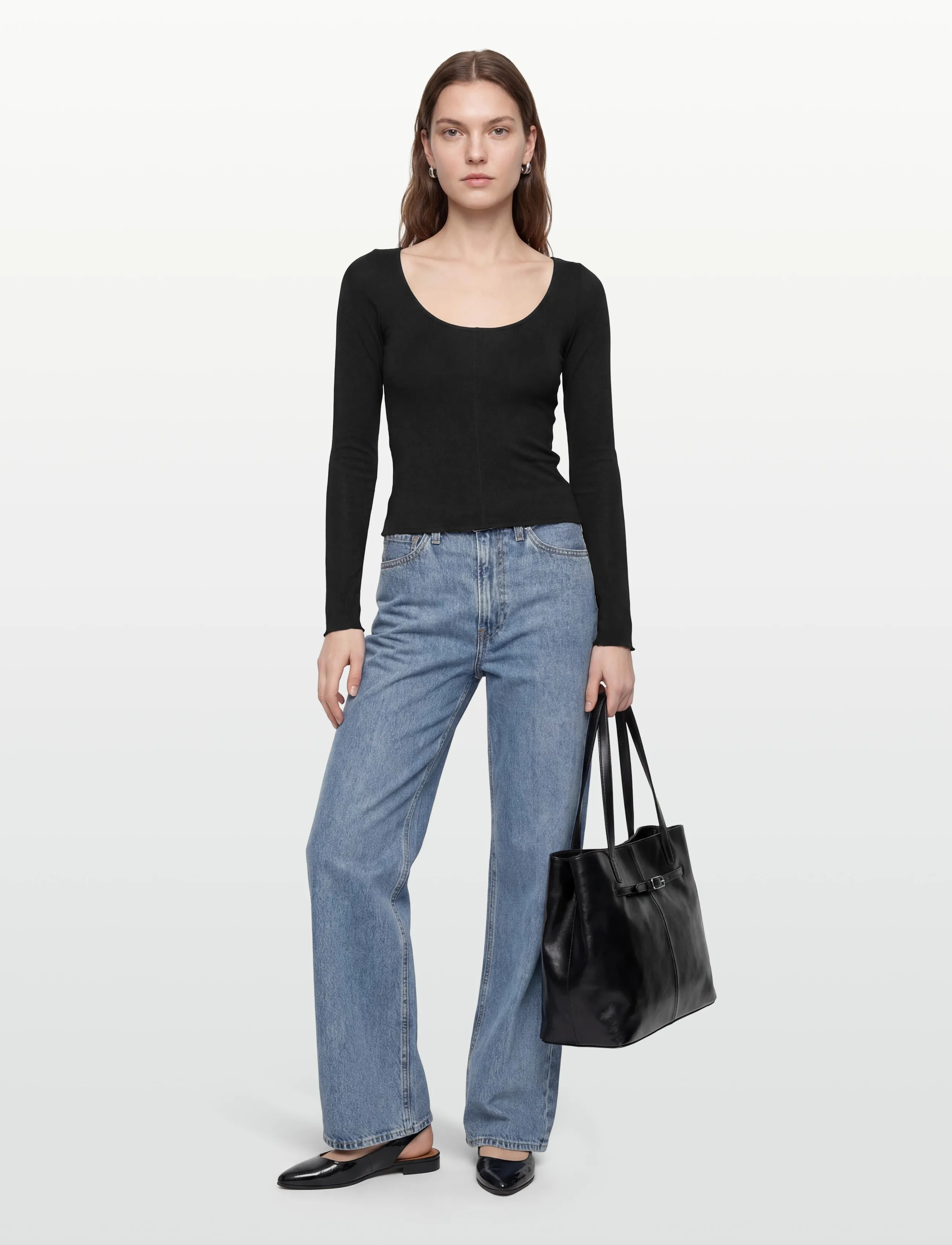 Gina Tricot Soft layering yoga top - Langärmlige Tops - BLACK (9000) / black