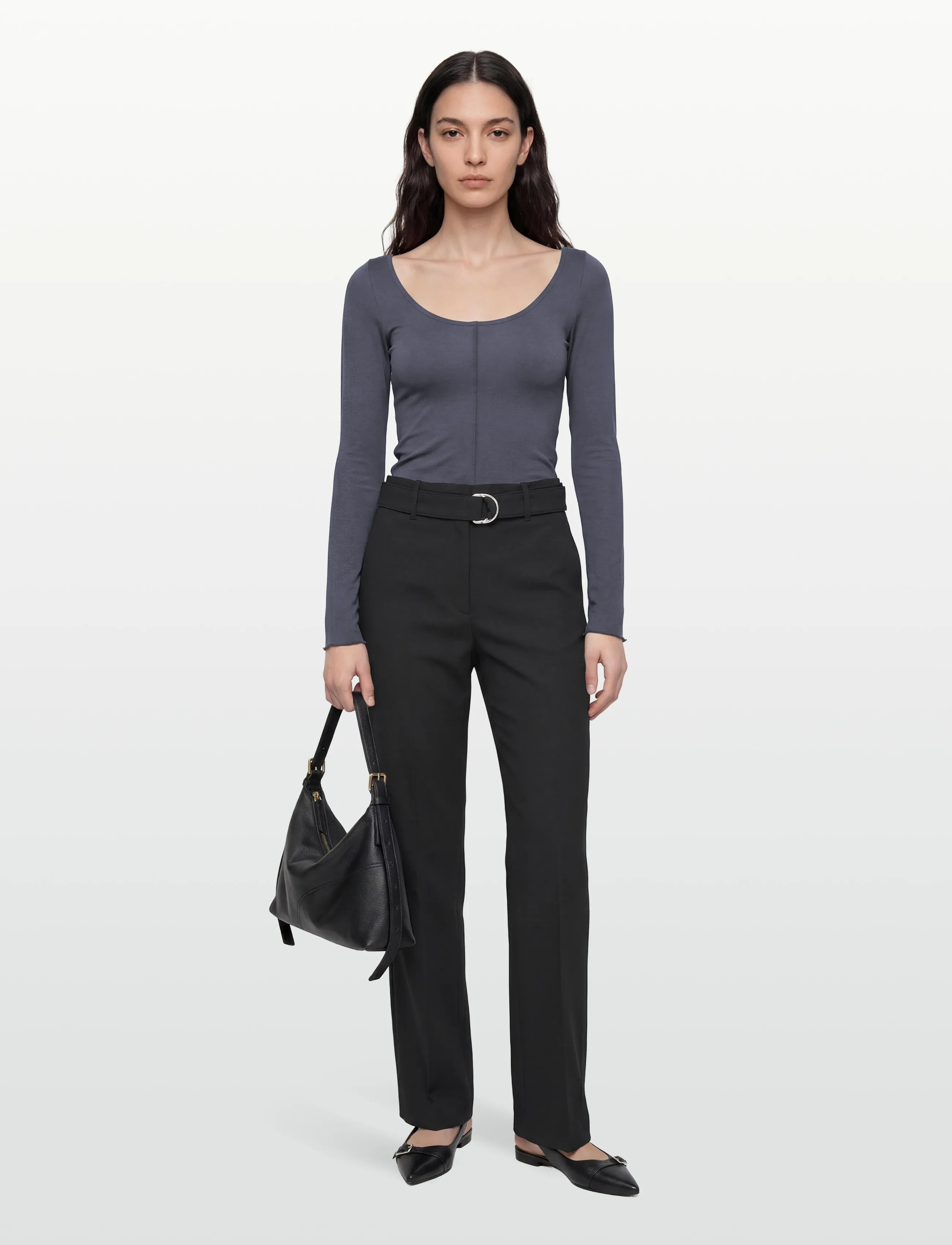 Gina Tricot Soft layering yoga top - Langermede topper - DUSTY BLUE (5326) / grey