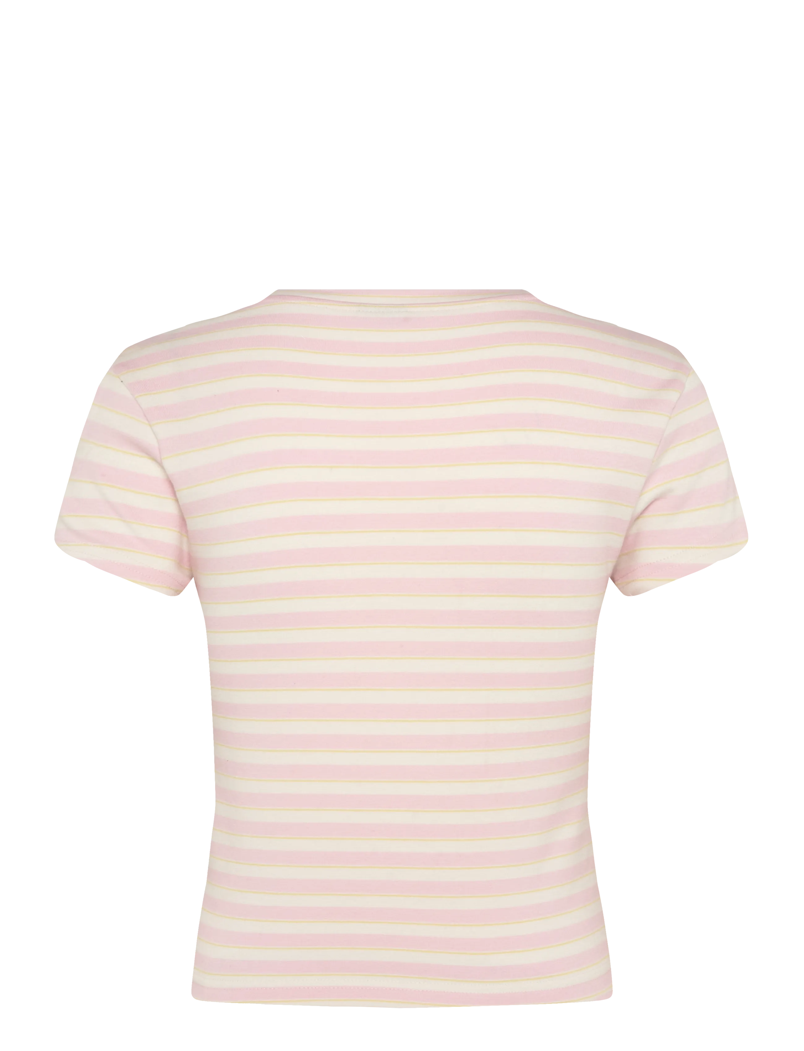 Gina Tricot - Baby v-neck tee - t-shirts - pink/yellow stripe - 1