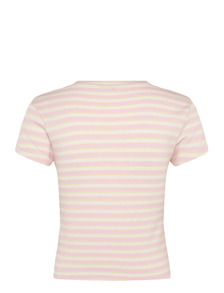 Gina Tricot - Baby v-neck tee - t-shirts - pink/yellow stripe - 1
