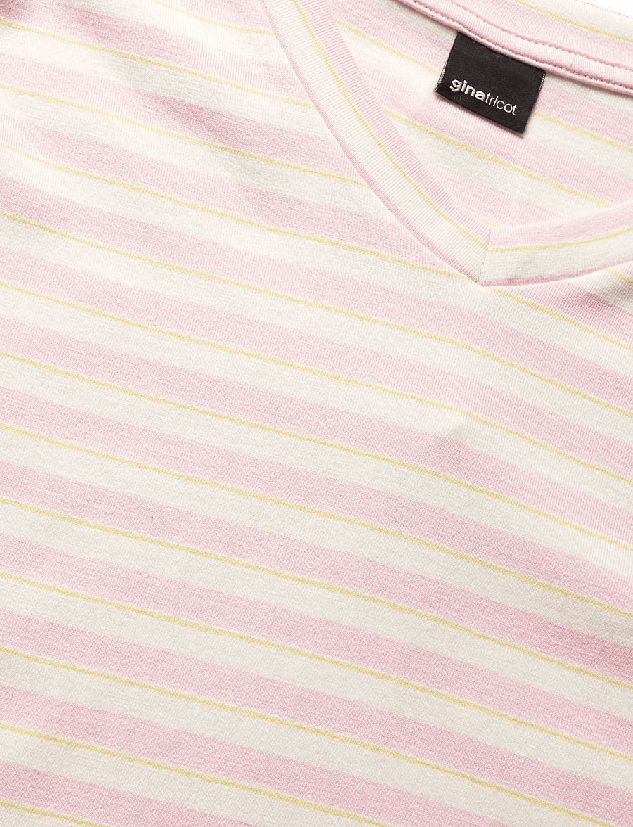 Gina Tricot - Baby v-neck tee - t-shirts - pink/yellow stripe - 2