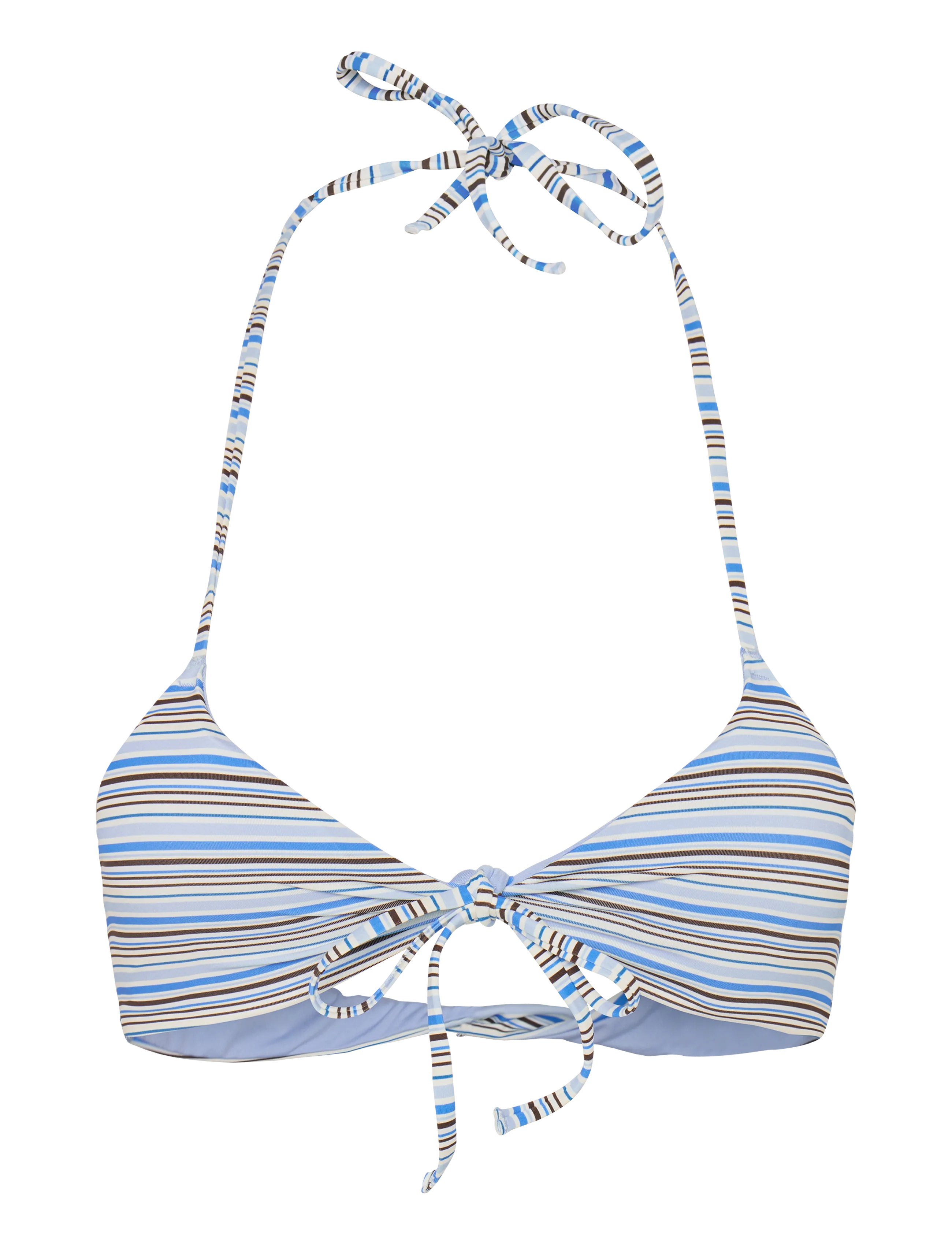Gina Tricot Front Tie Bikini Top, Kvinder, Bikini Top Med Bindebånd Foran, Blå, Str: M