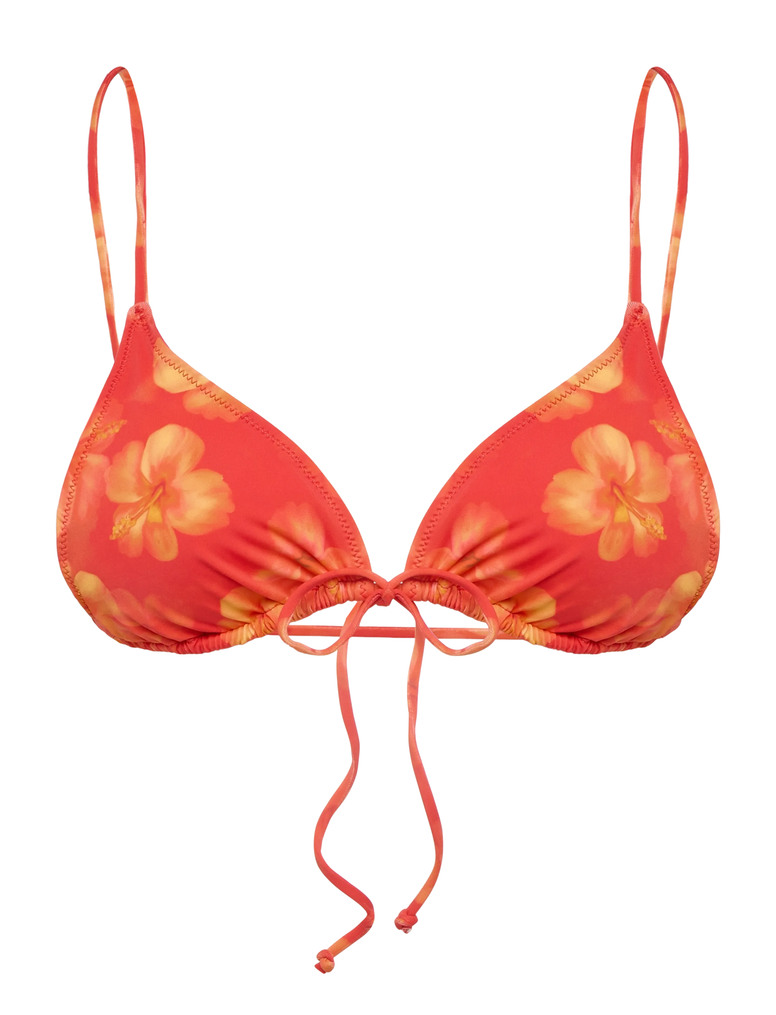Gina Tricot Triangle Front Tie Bikini Top, XL, Oberteile, Koralle - Bikinitops, Frauen