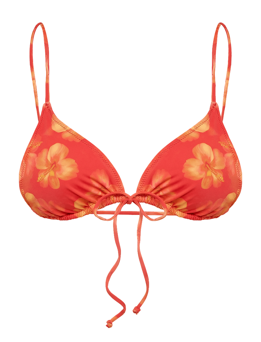 Gina Tricot - Triangle front tie bikini top - kolmnurksed bikiinide ülaosad - hibiscus (3127) - 0