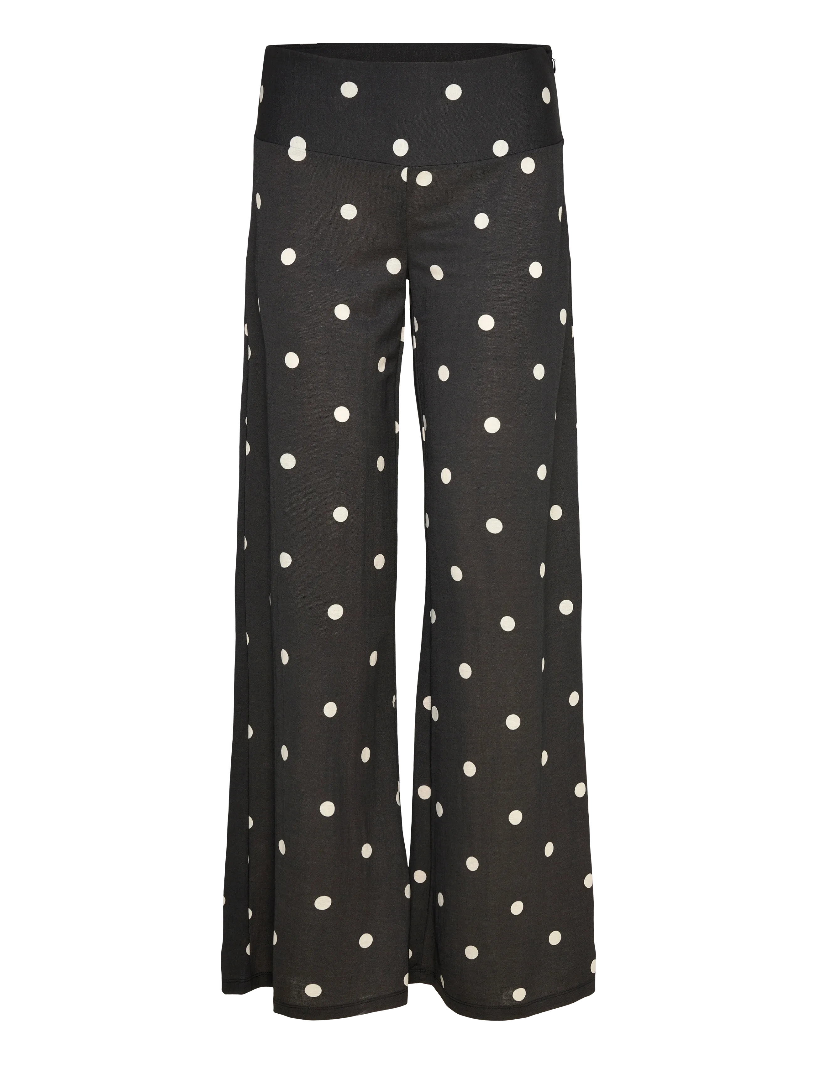 Gina Tricot Wide leg trousers - Everyday Style - CREAM DOT / black