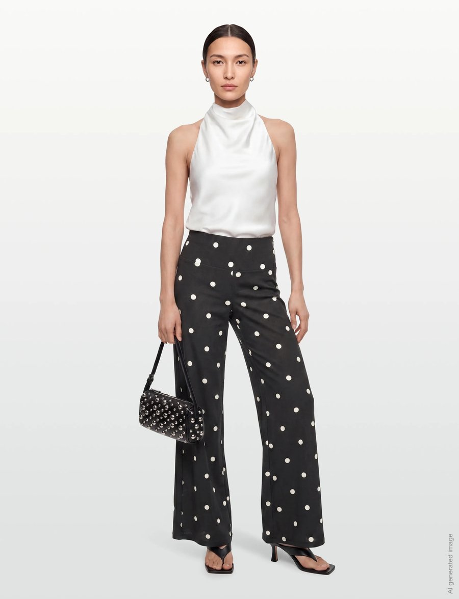 Gina Tricot - Wide leg trousers - bukser med brede ben - cream dot - 0