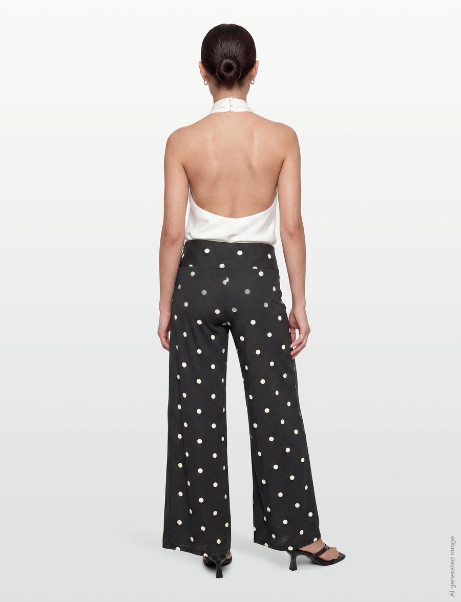 Gina Tricot - Wide leg trousers - bukser med brede ben - cream dot - 4