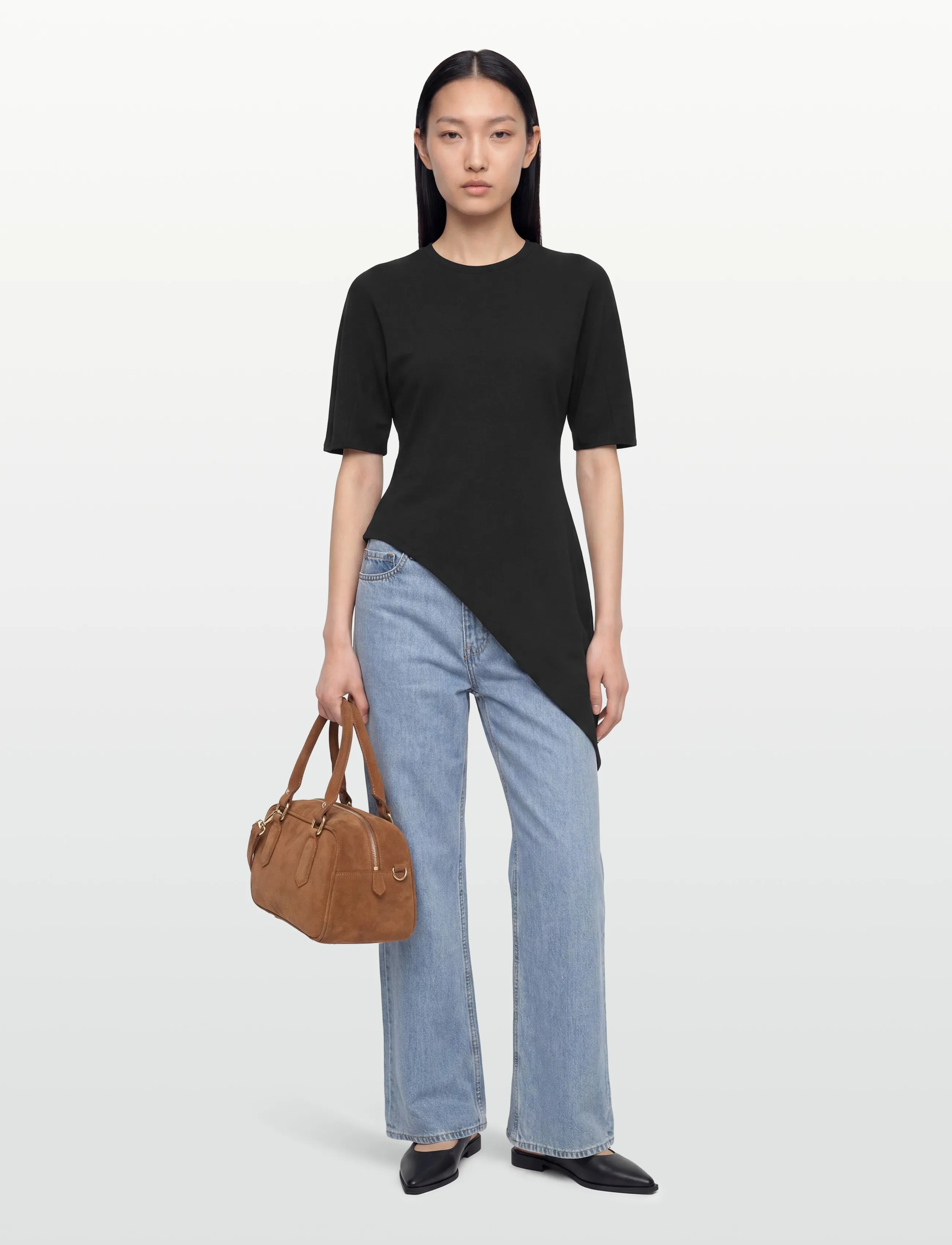 Gina Tricot Asymmetric Top, Kvinder, Asymmetrisk Top, Sort, Str: XS