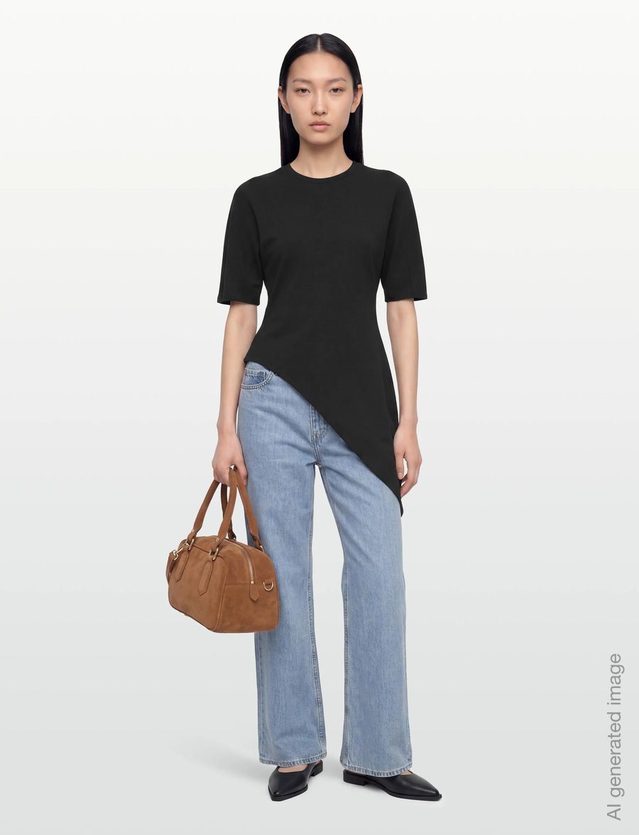 Gina Tricot - Asymmetric top - t-shirts - black (9000) - 0