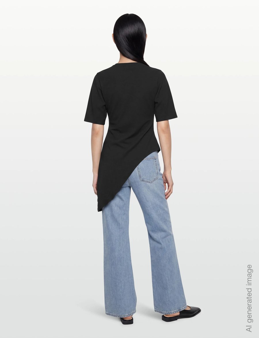 Gina Tricot - Asymmetric top - t-shirts - black (9000) - 4