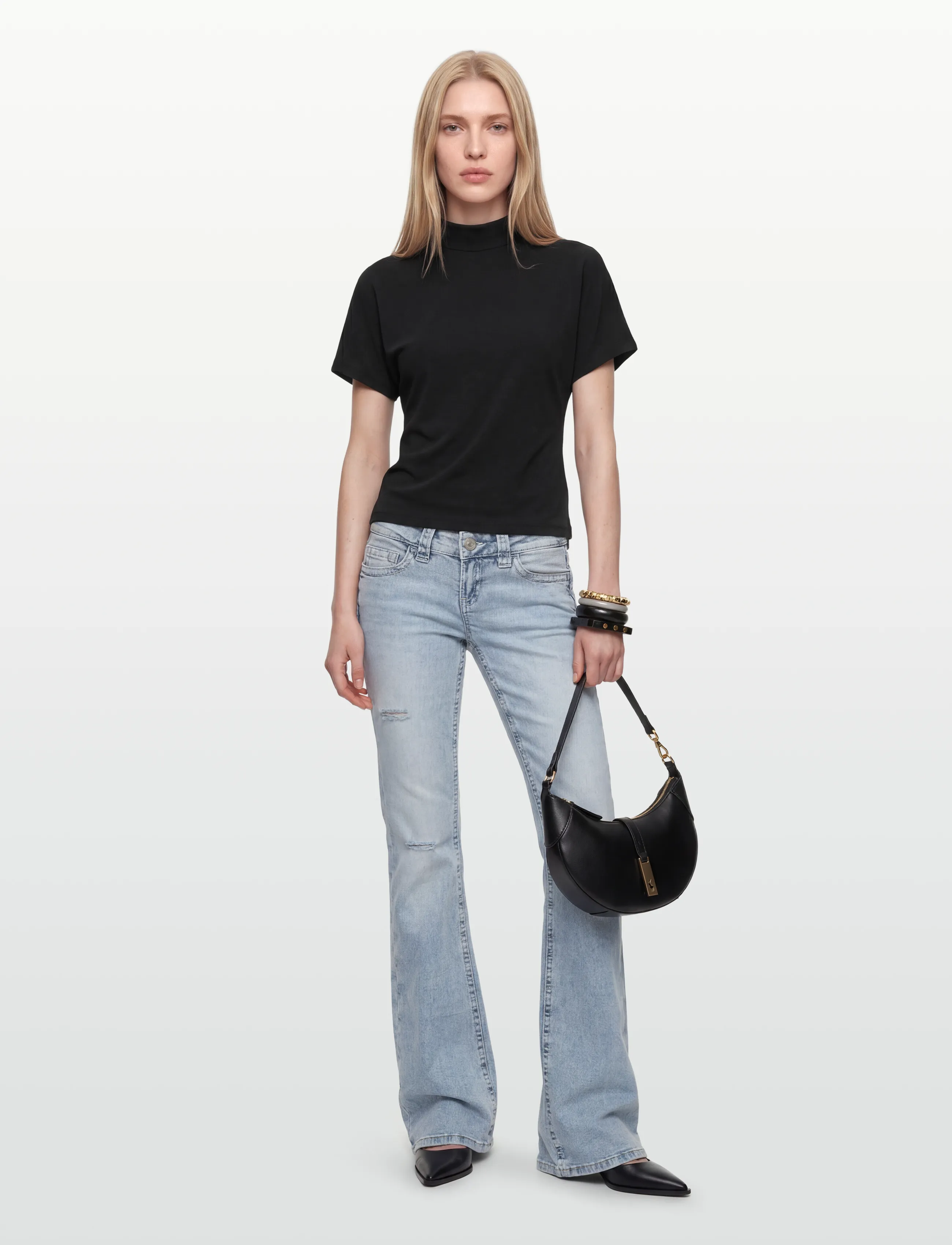 Gina Tricot Tie Top, Kvinder, Højhalset Kortærmet Bindetop, Sort, Str: M
